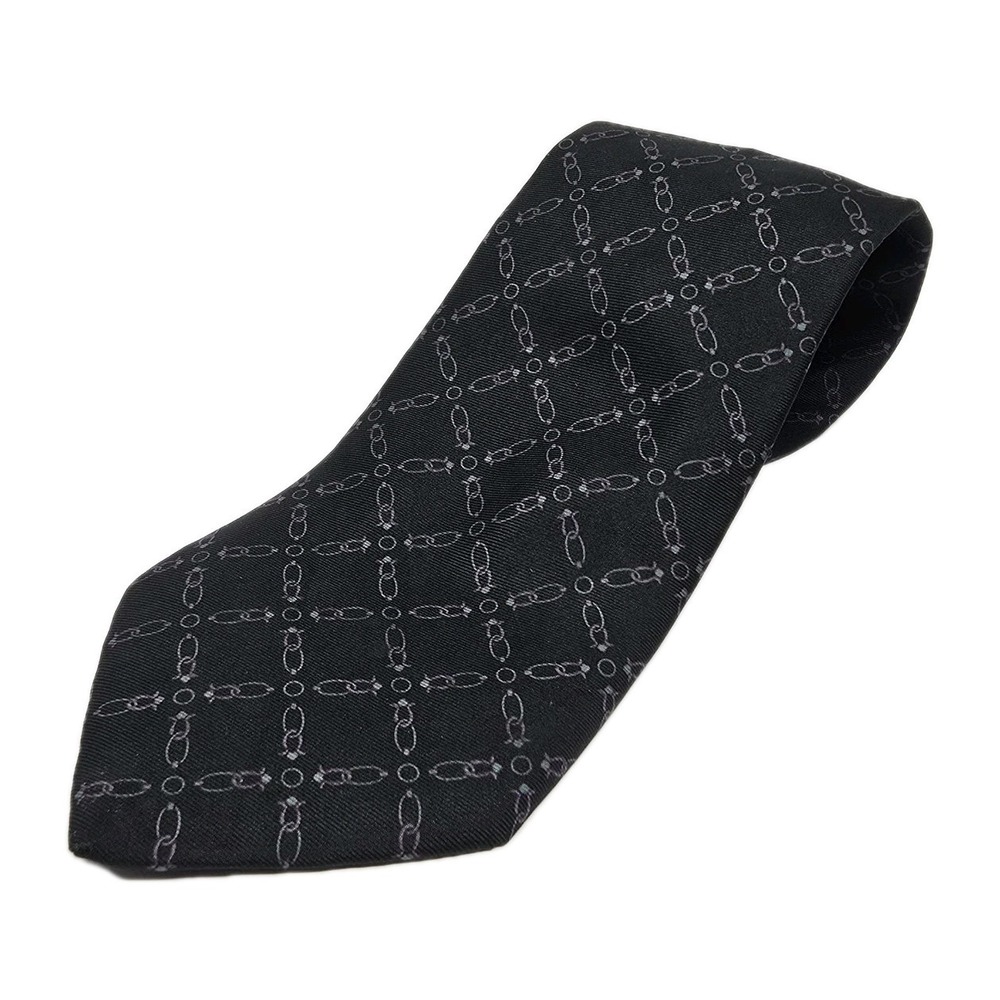 Bert Pulitzer‎ Vintage Black Cross Chain Pattern Silk Neck Tie